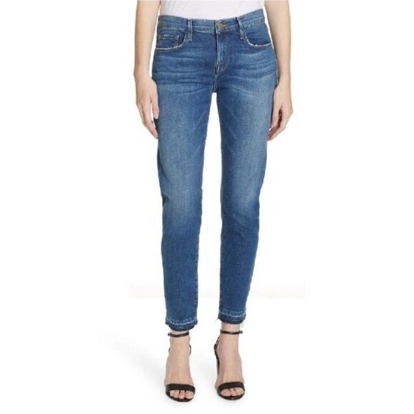 FRAME Size 25 Le Garcon Release Hem Crop Boyfriend Jeans - Picture 2 of 15